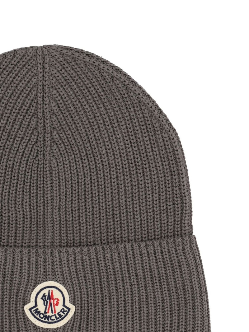 Moncler ribbed patch beanie hat outlook