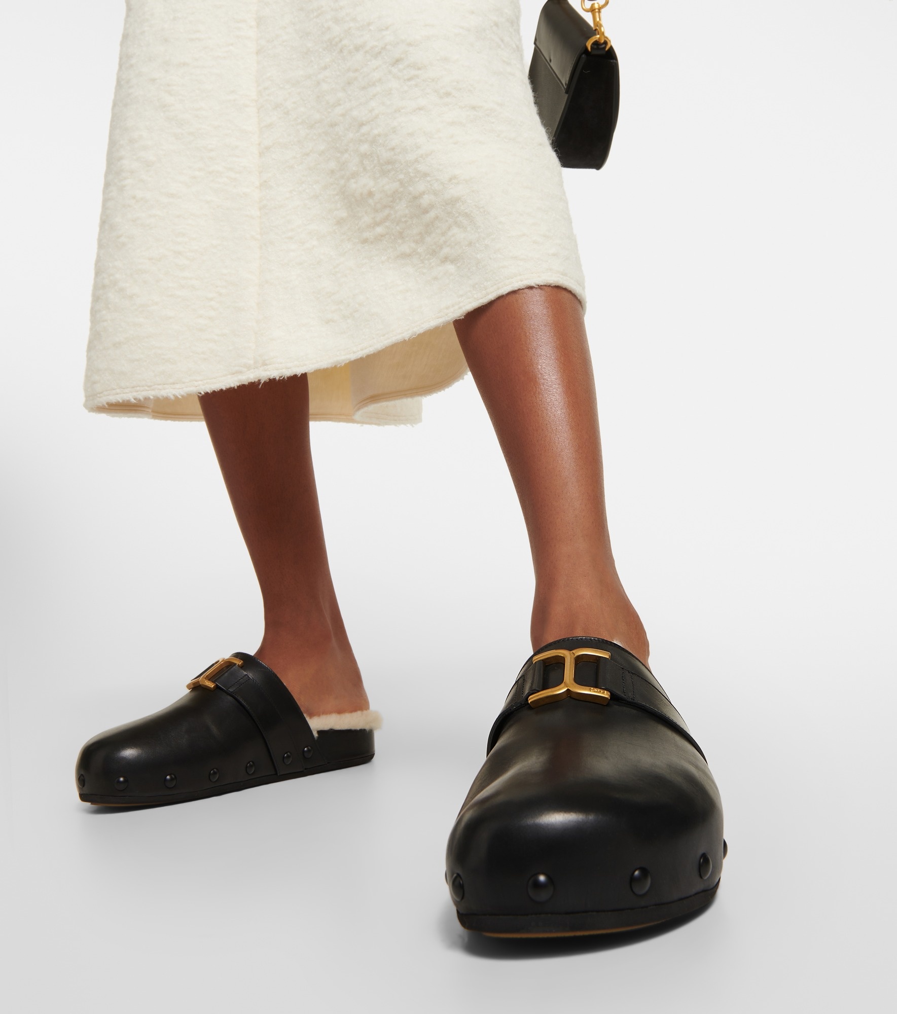 Marcie leather and shearling slippers - 3