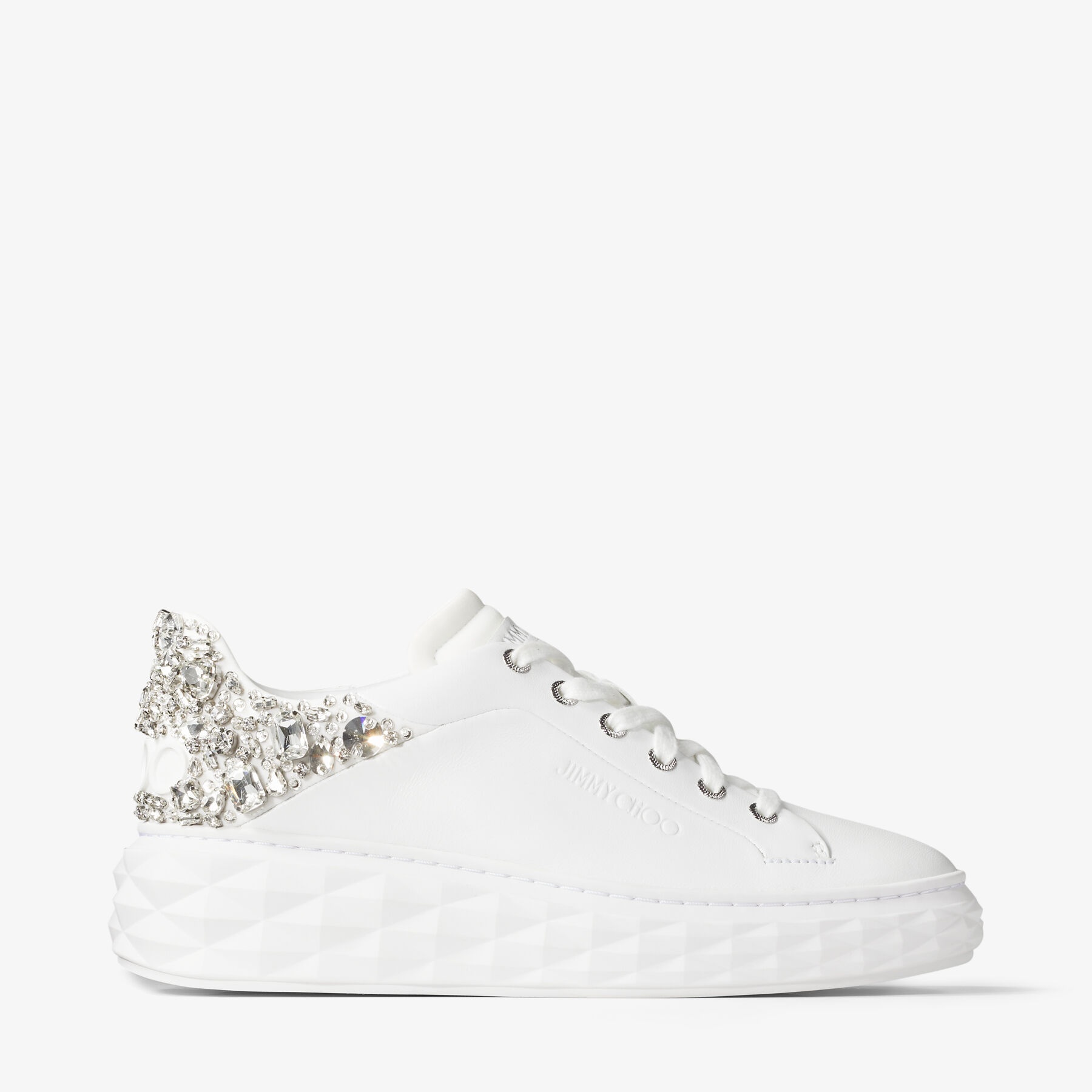 Diamond Maxi/f Ii
White and Silver Nappa Leather Trainers with Crystals - 1