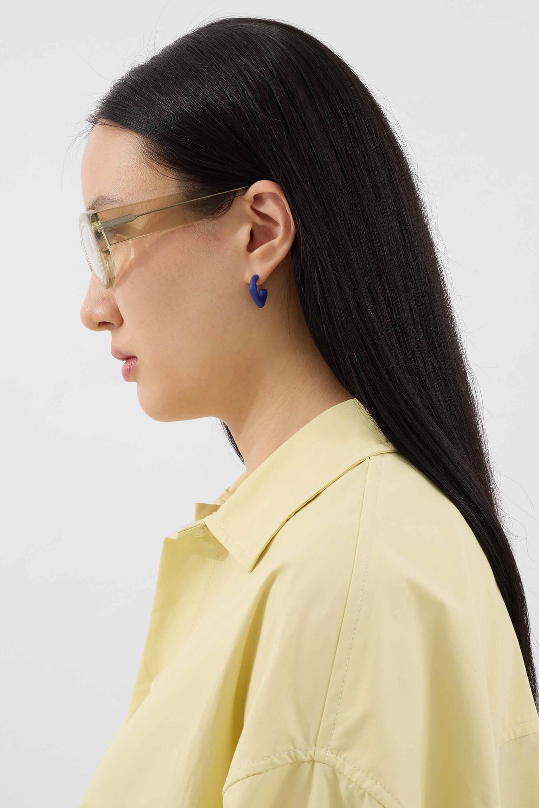 SINGLE METALLIZED EARRING / blue matte - 3