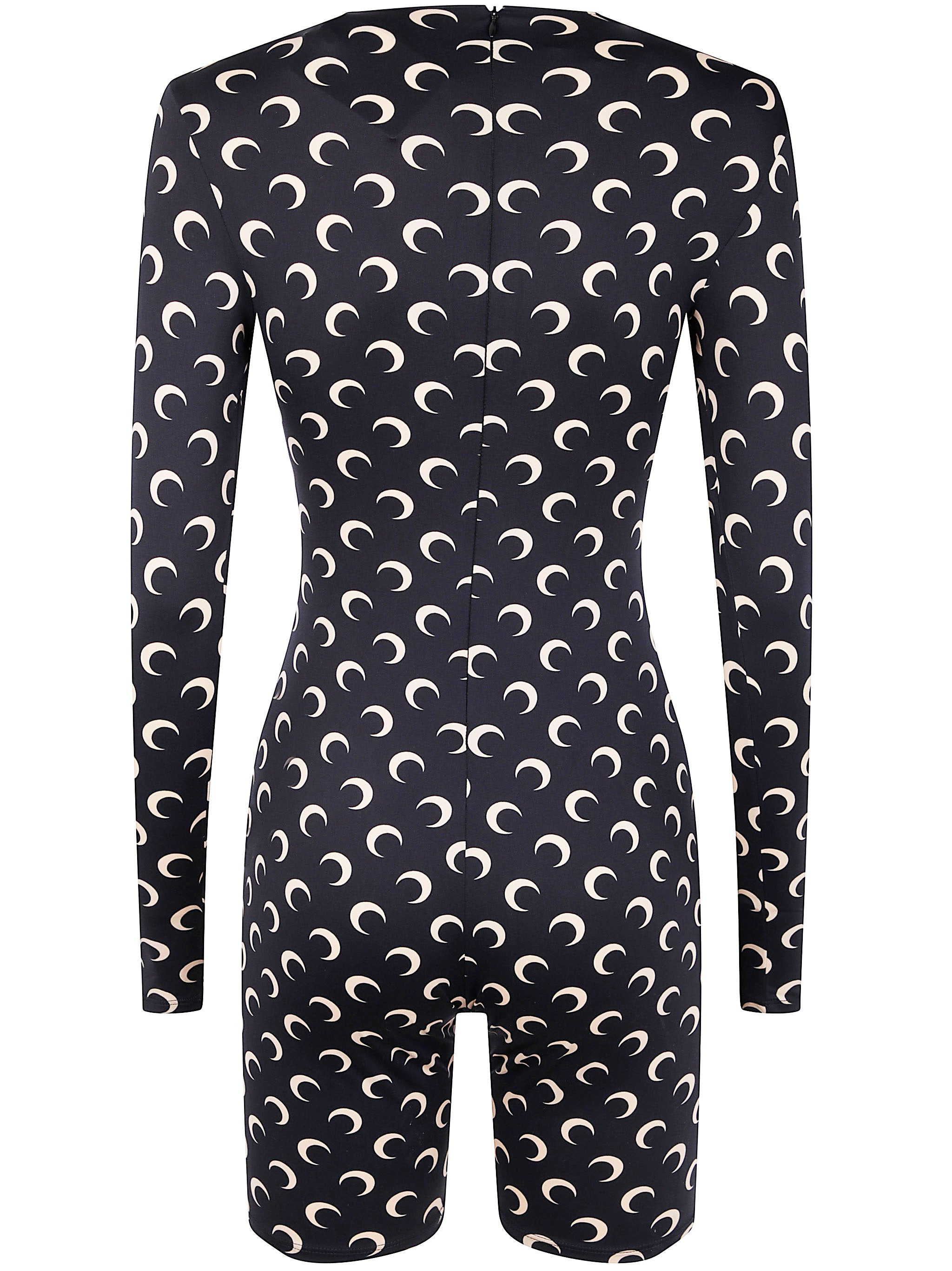 Marine Serre Women "Moon" Printed Jersey Long Sleeves Short Catsuit - 4