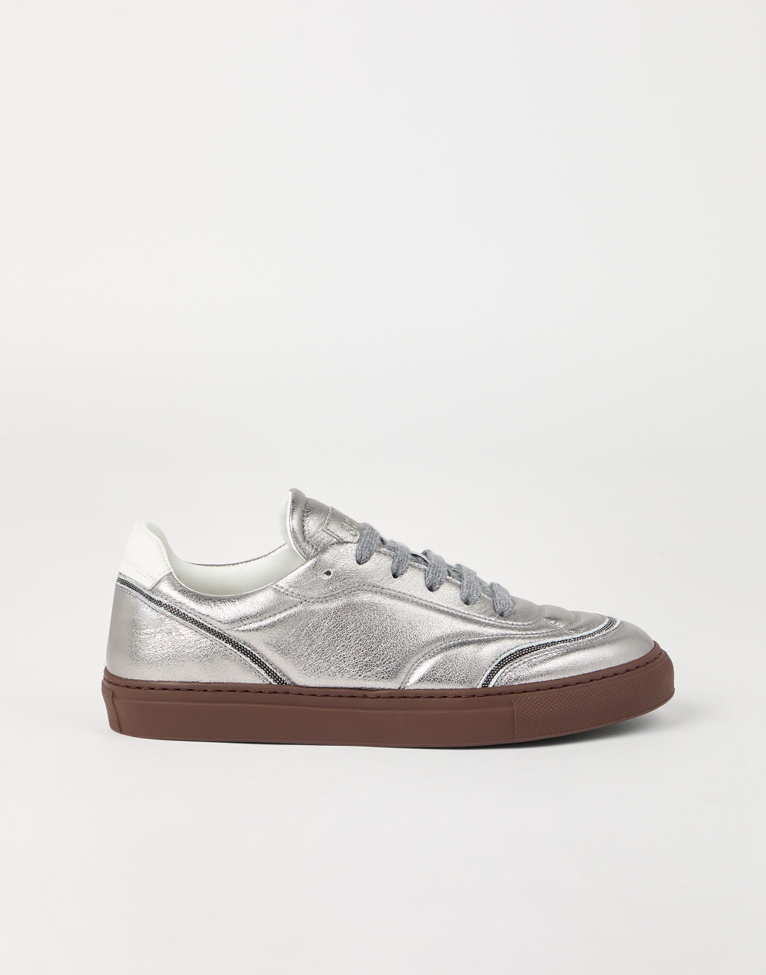 Lamé calfskin sneakers with shiny details - 5