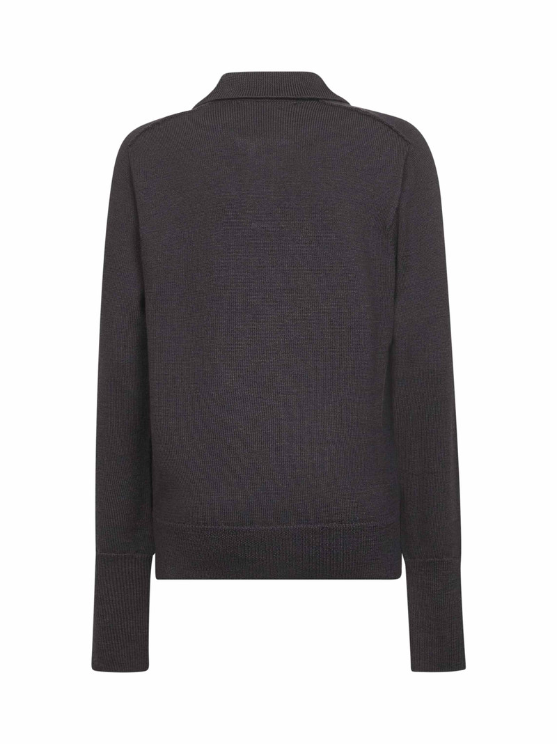 Studio Nicholson Brown extra fine merino wool knit Sark polo shirt outlook