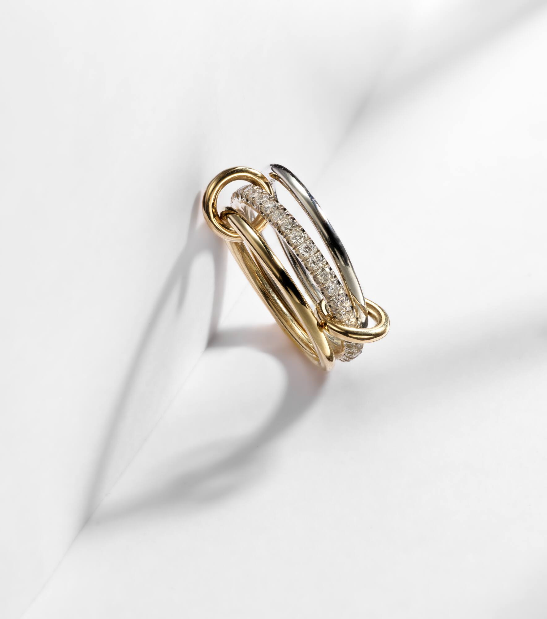 Tigris SG 18kt gold and sterling silver ring with diamonds - 5