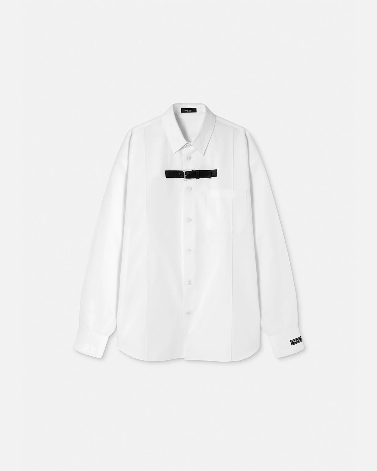 Tシャツ・カットソー VERSACE FORMAL SHIRT WITH BUCKLE (1012146_1A089731W000) Versace Buckle-Detail Cotton Shirt - White | 10121461A089731W000