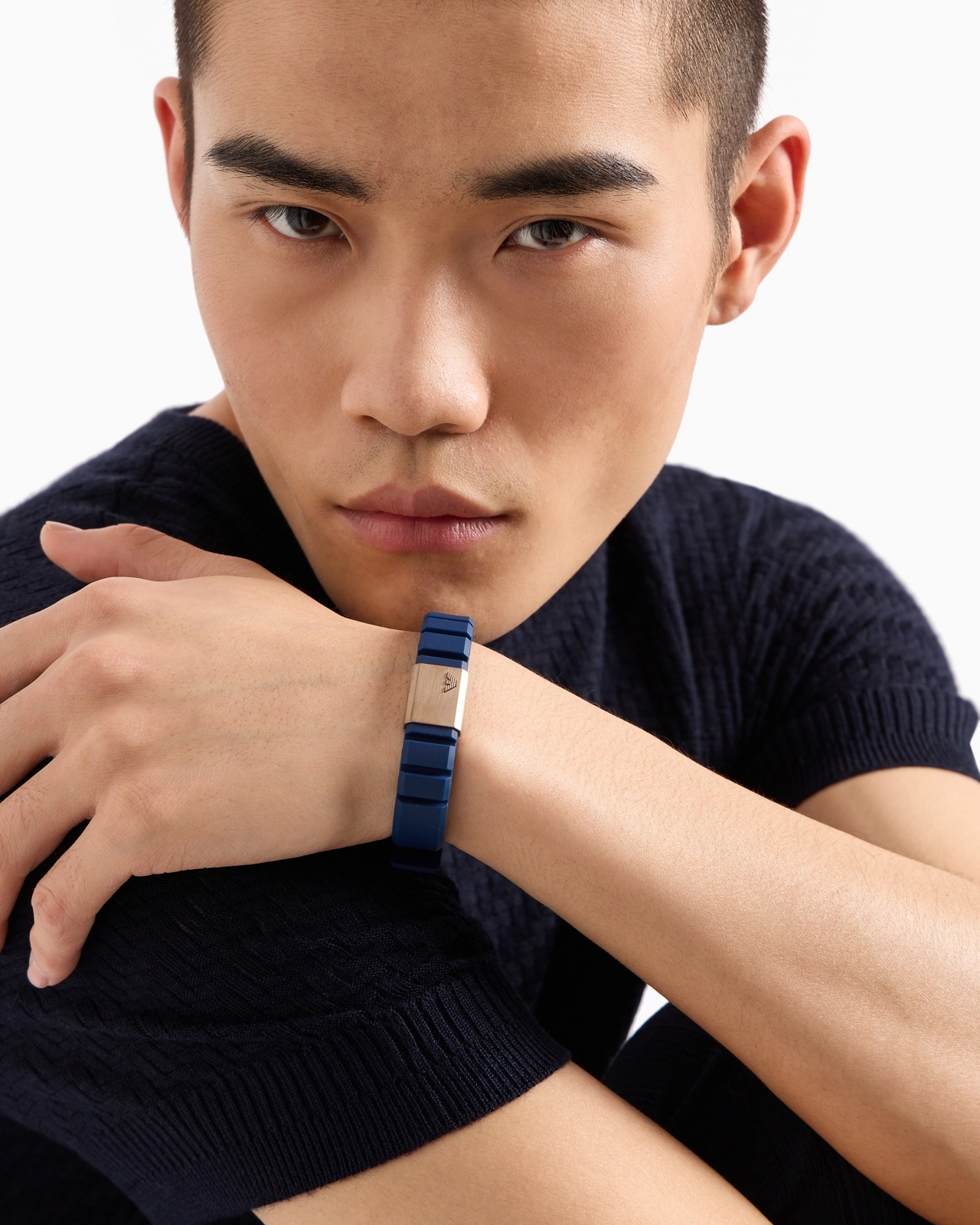 STAINLESS STEEL AND BLUE SILICONE ID BRACELET - 2