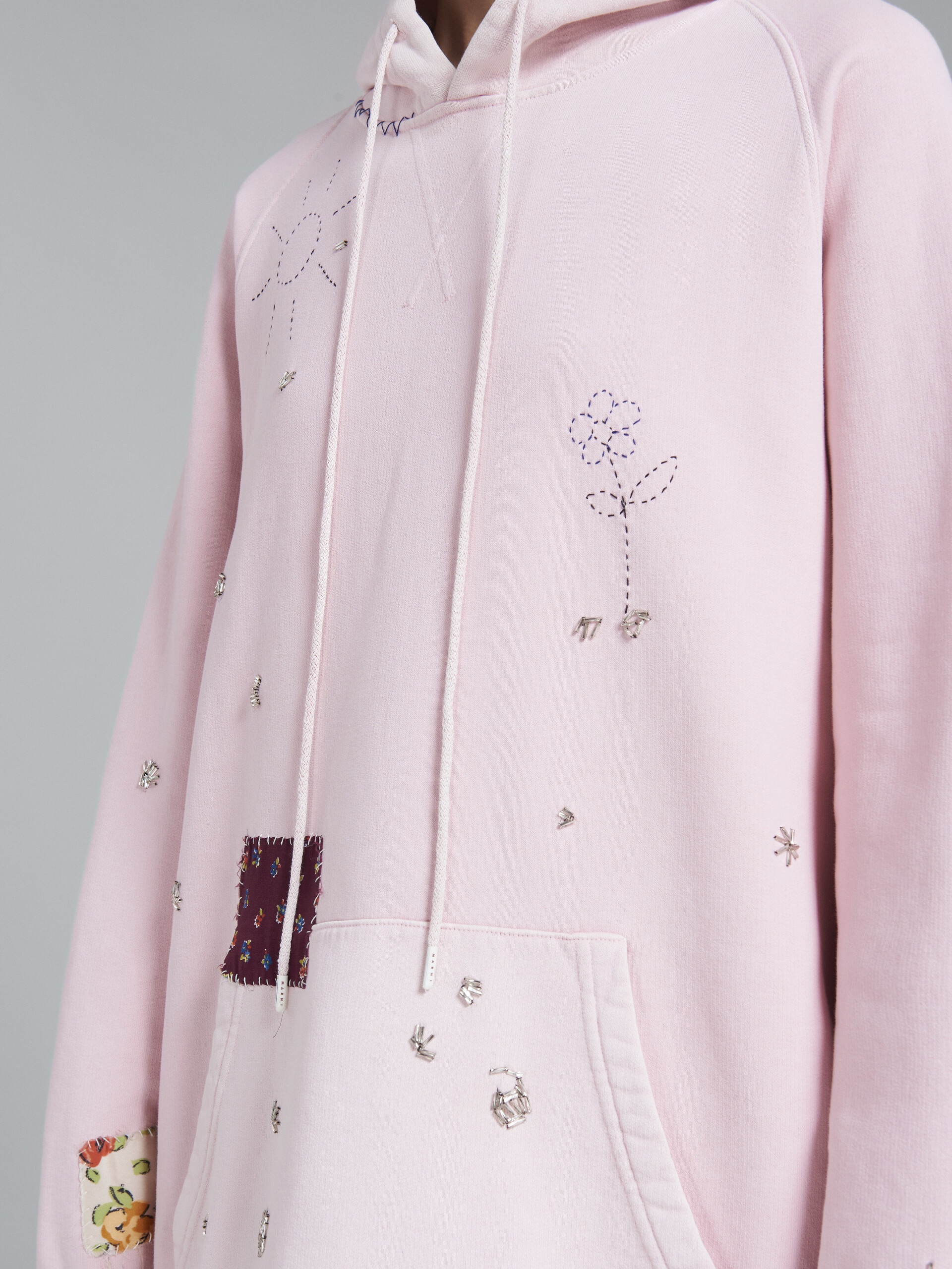 LIGHT PINK EMBROIDERED HOODIE - 5