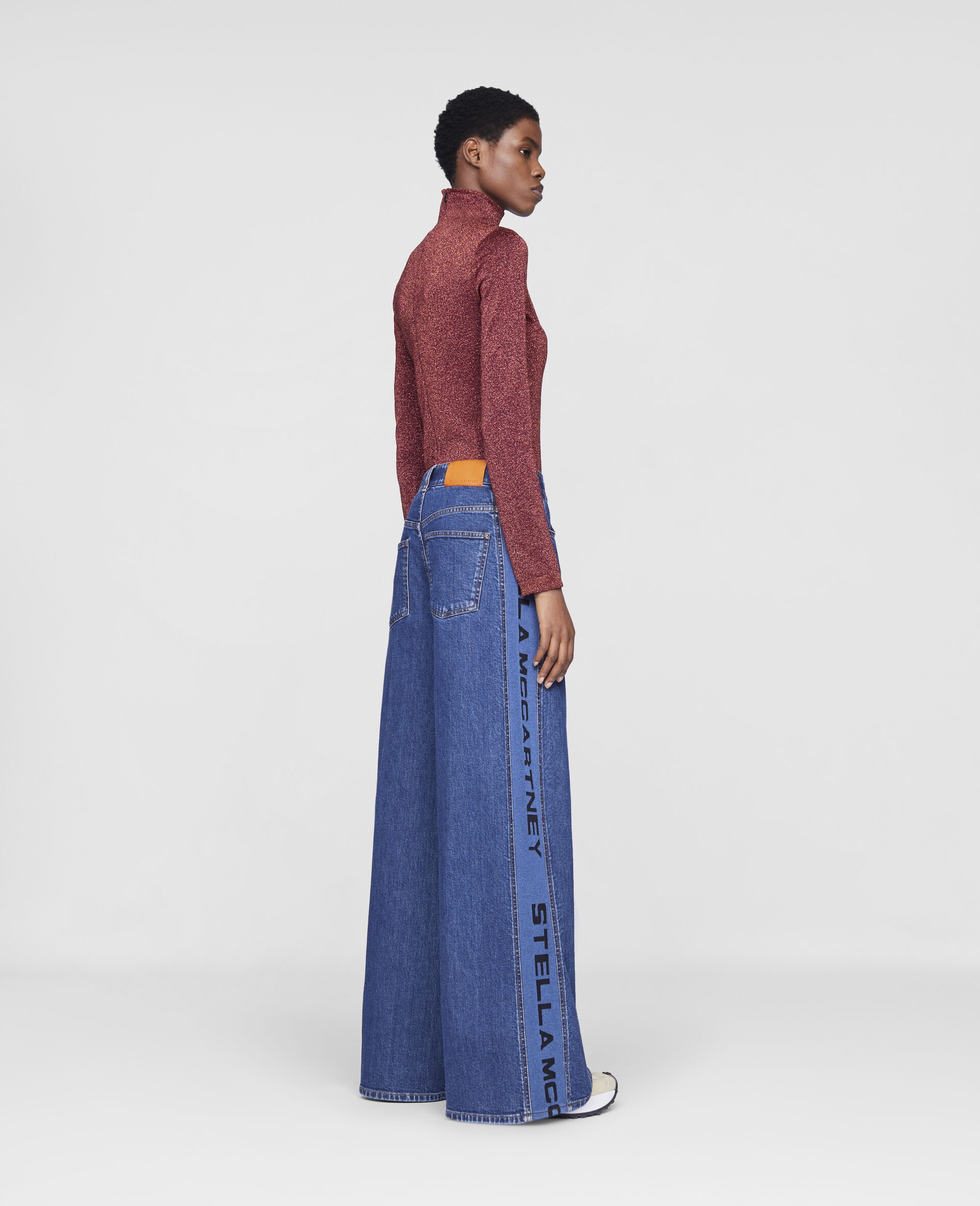 Flared Rib Denim Pants - 3