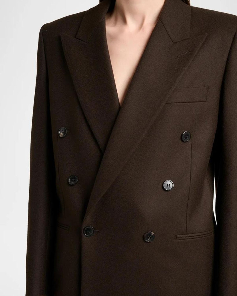 Brushed Wool-Blend Double-Breasted Blazer Jacket 5
