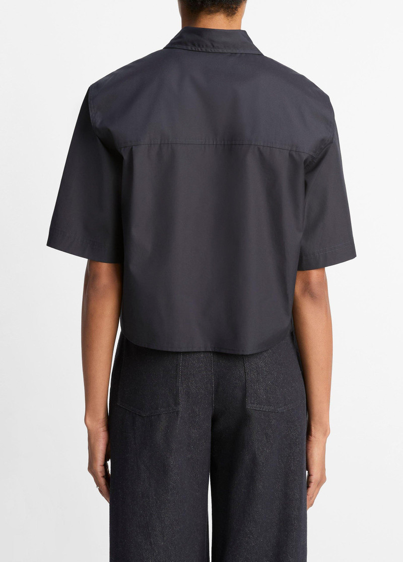 Vince Cotton Short-Sleeve Cropped Shirt outlook