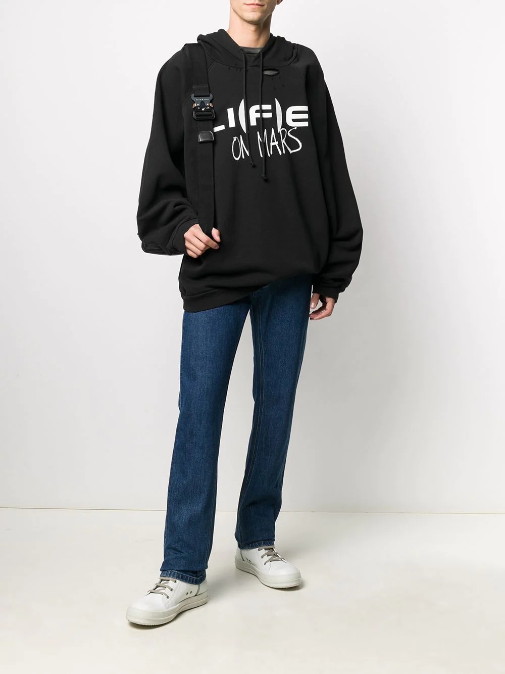 slogan-print long-sleeve hoodie - 2