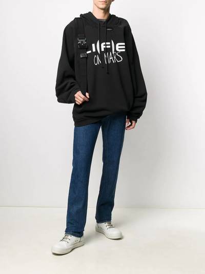 Raf Simons slogan-print long-sleeve hoodie outlook