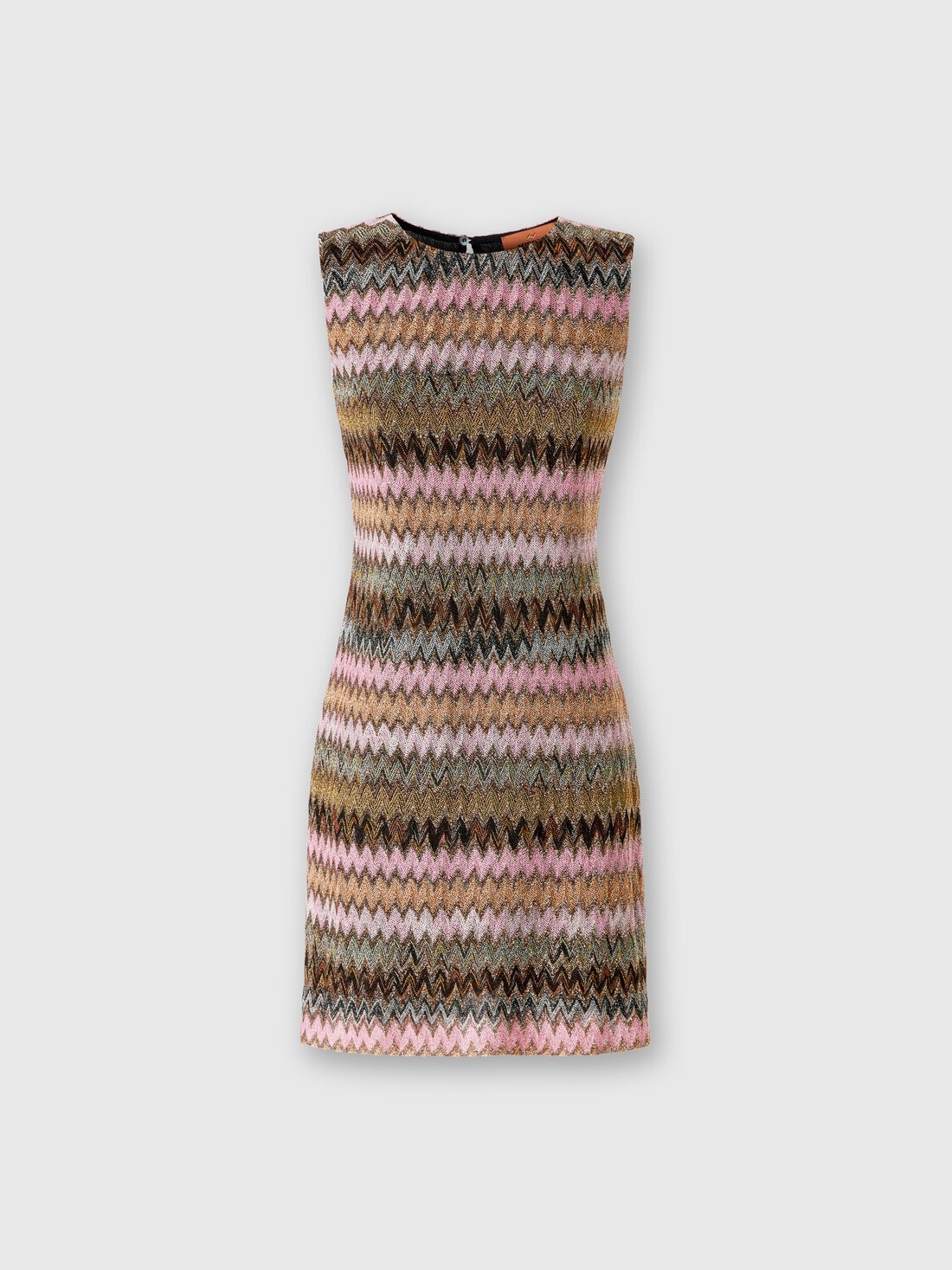 Sleeveless mini-dress in zig zag lamé viscose - 1