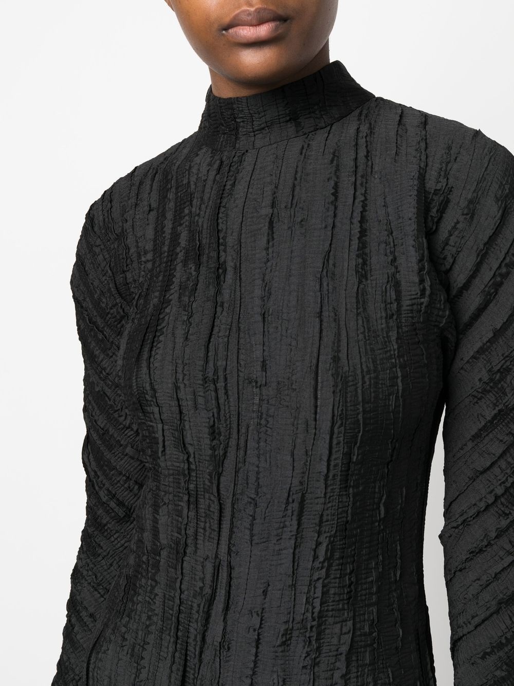 crease-effect mock neck dress - 5