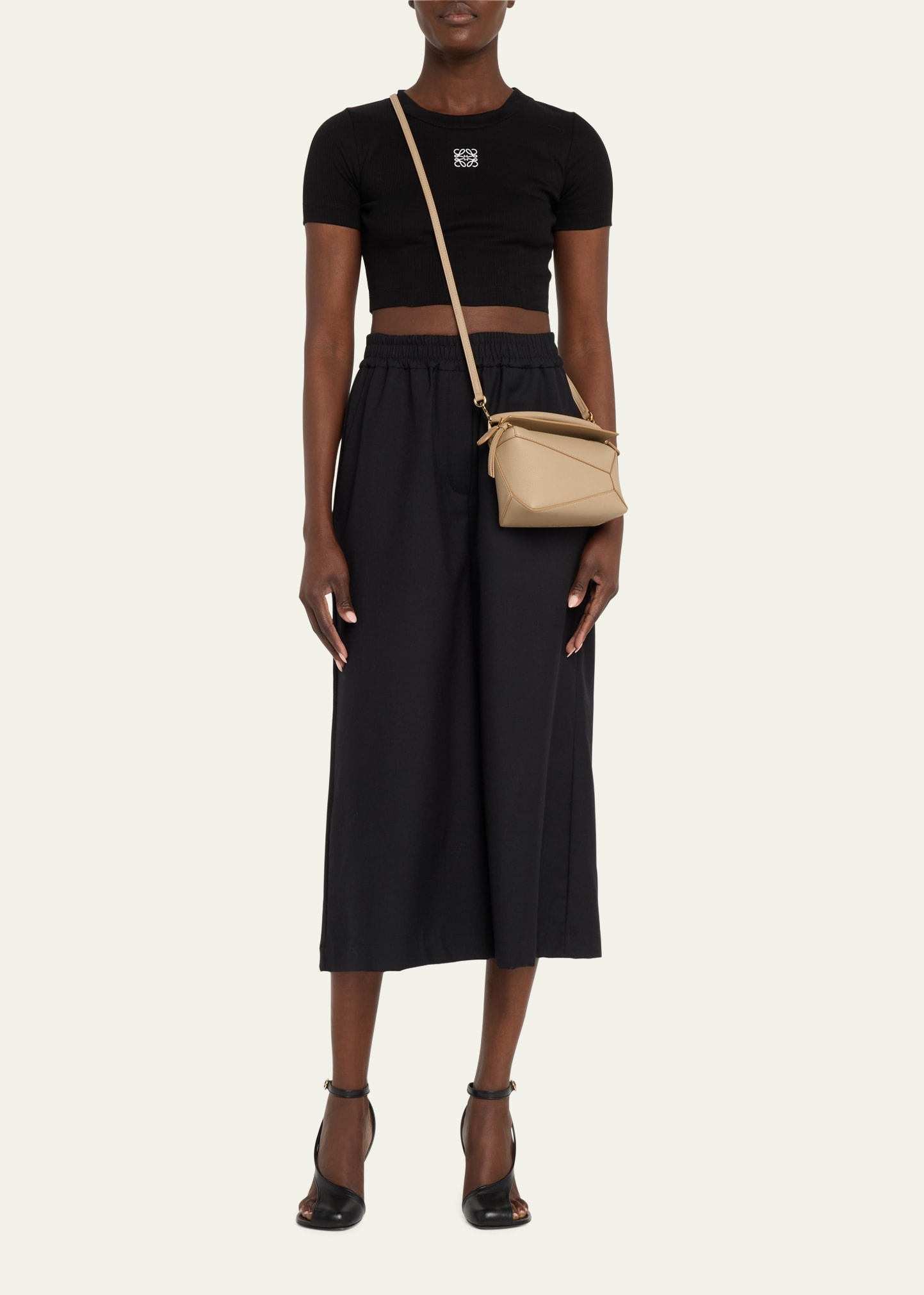 Small Puzzle Edge Leather Shoulder Bag - 6