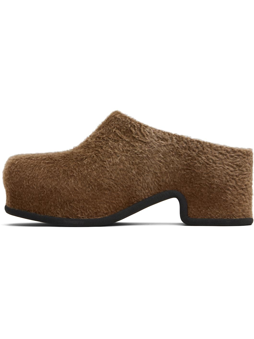 Brown Shearling Slip-on Loafers - 3