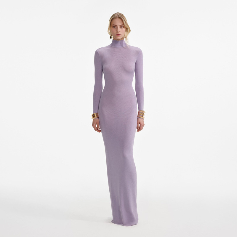 Lilac Viscose Knit Maxi Dress - 1