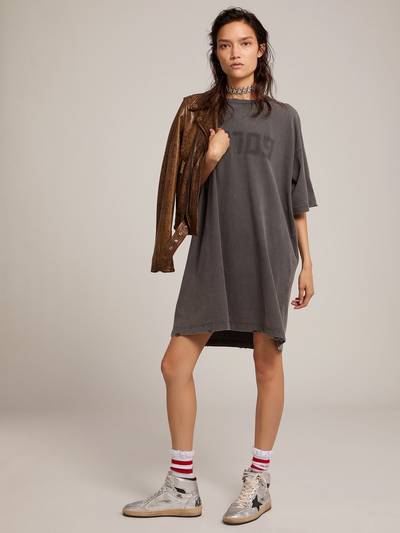 Golden Goose Women's gray T-shirt dress with distressed treatment outlook
