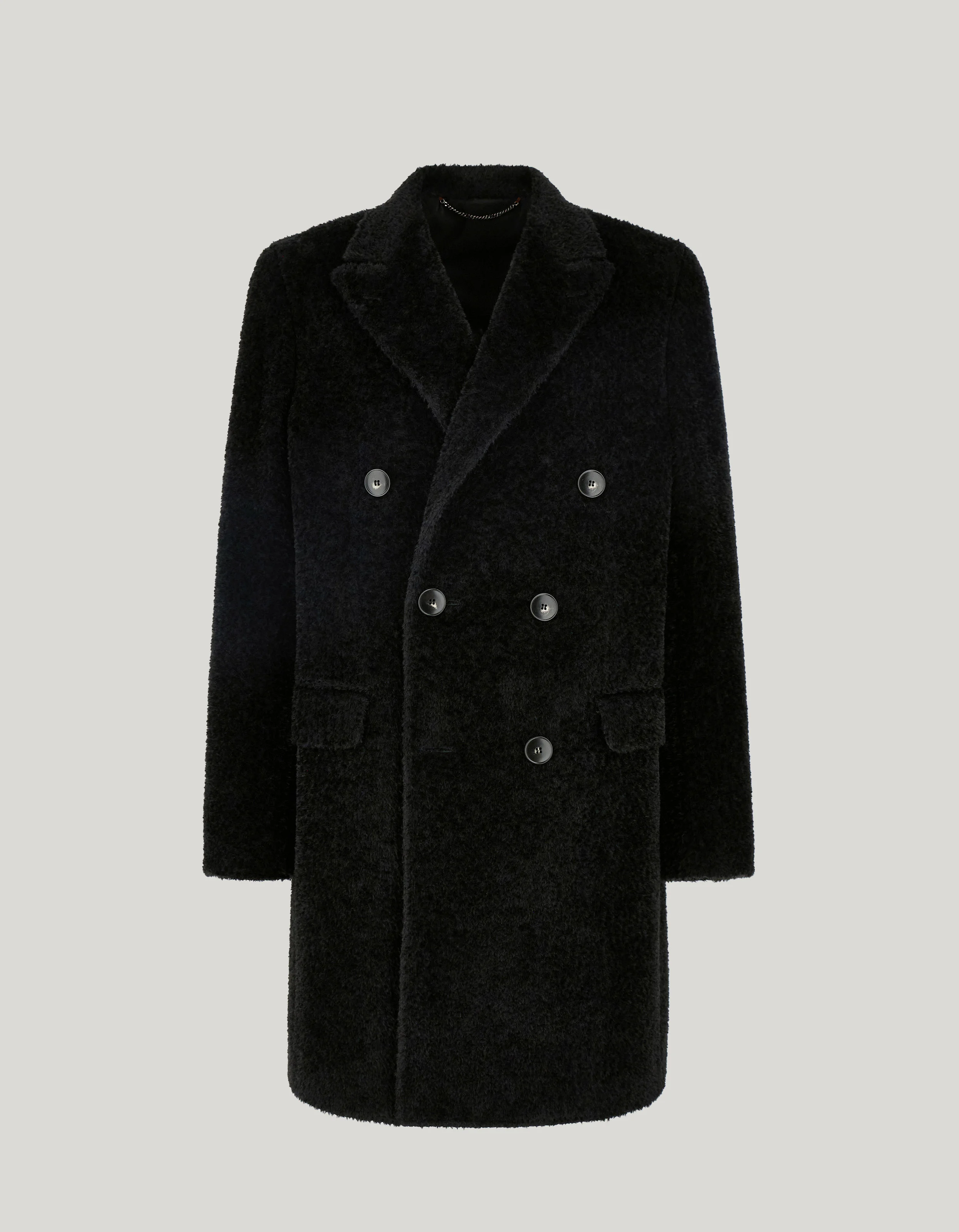 BLACK ALPACA WOOL COAT - 1