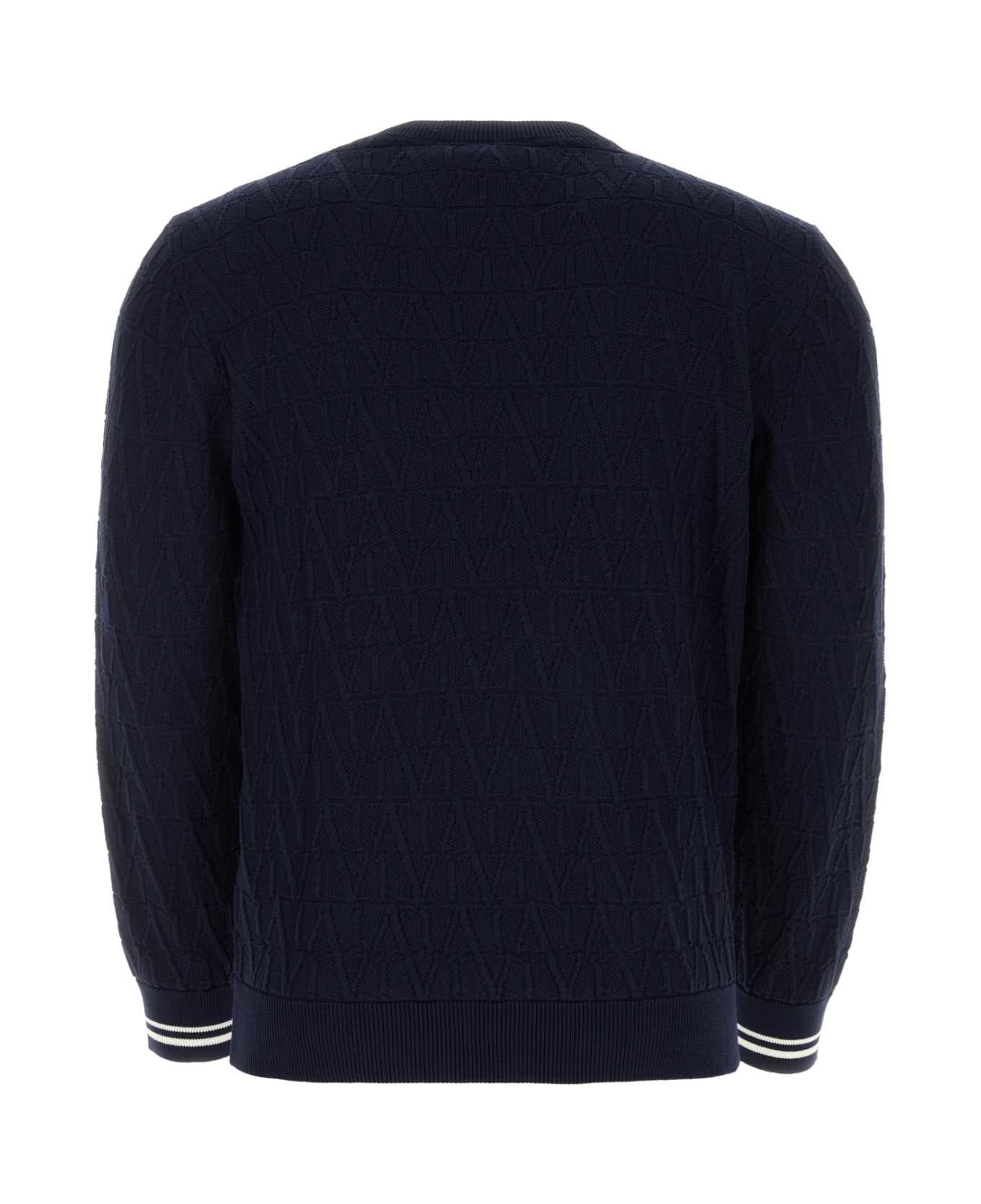 Dark Blue Cotton Sweater - 2