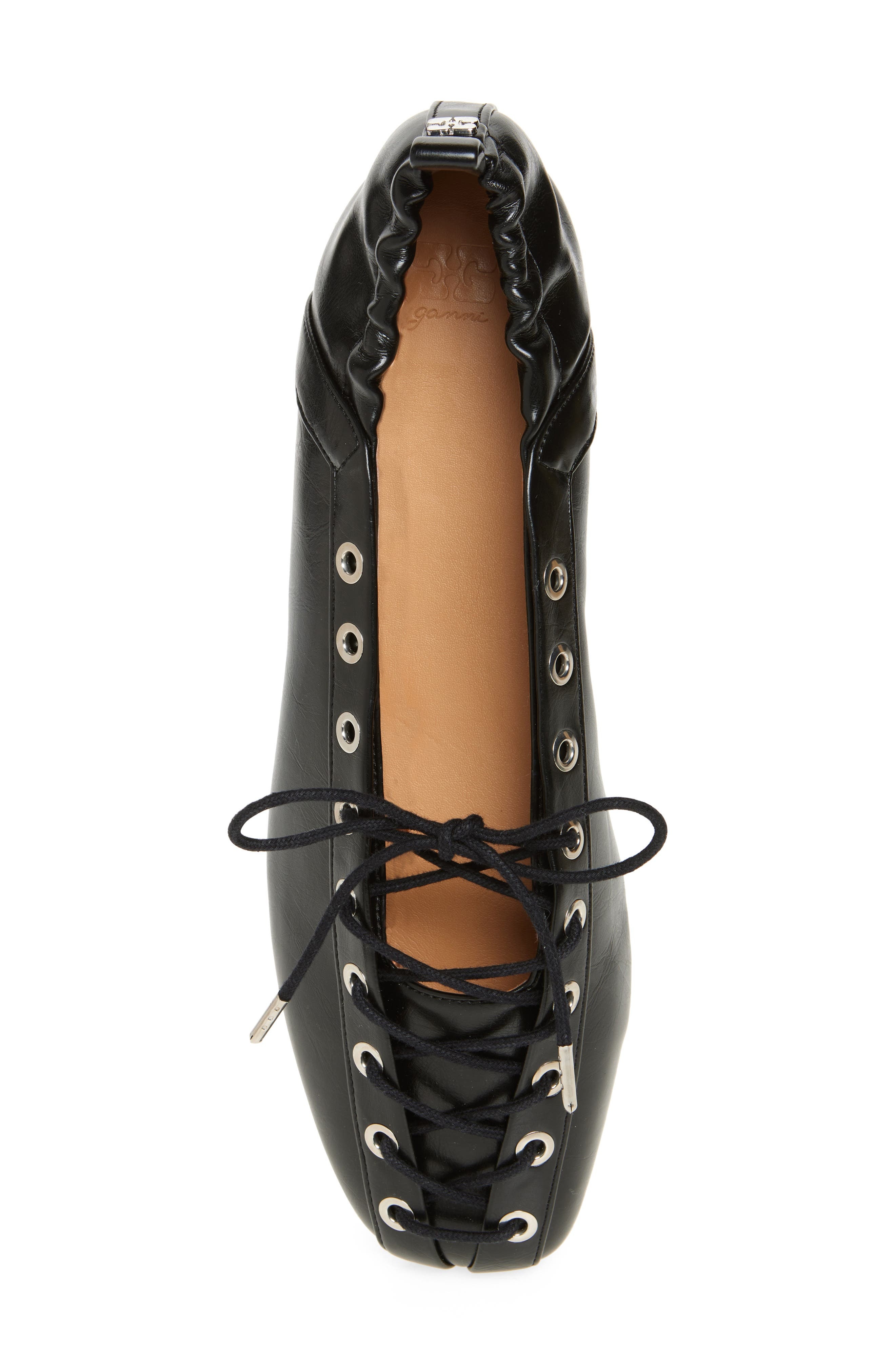Ganni Ghillie Ballerina Flat in Black at Nordstrom - 5