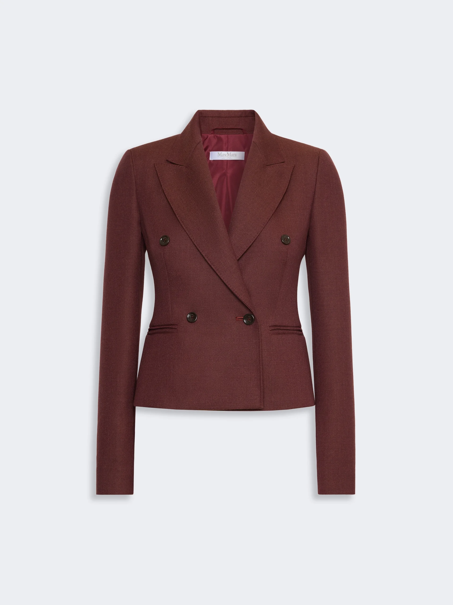 ANGIZIA Denim-effect wool double-breasted jacket - RUST - 1