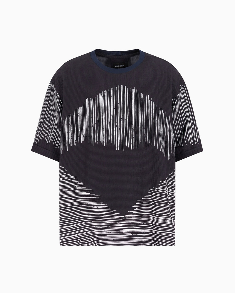 PRINTED SEERSUCKER VISCOSE AND SILK T-SHIRT SHIRT 1