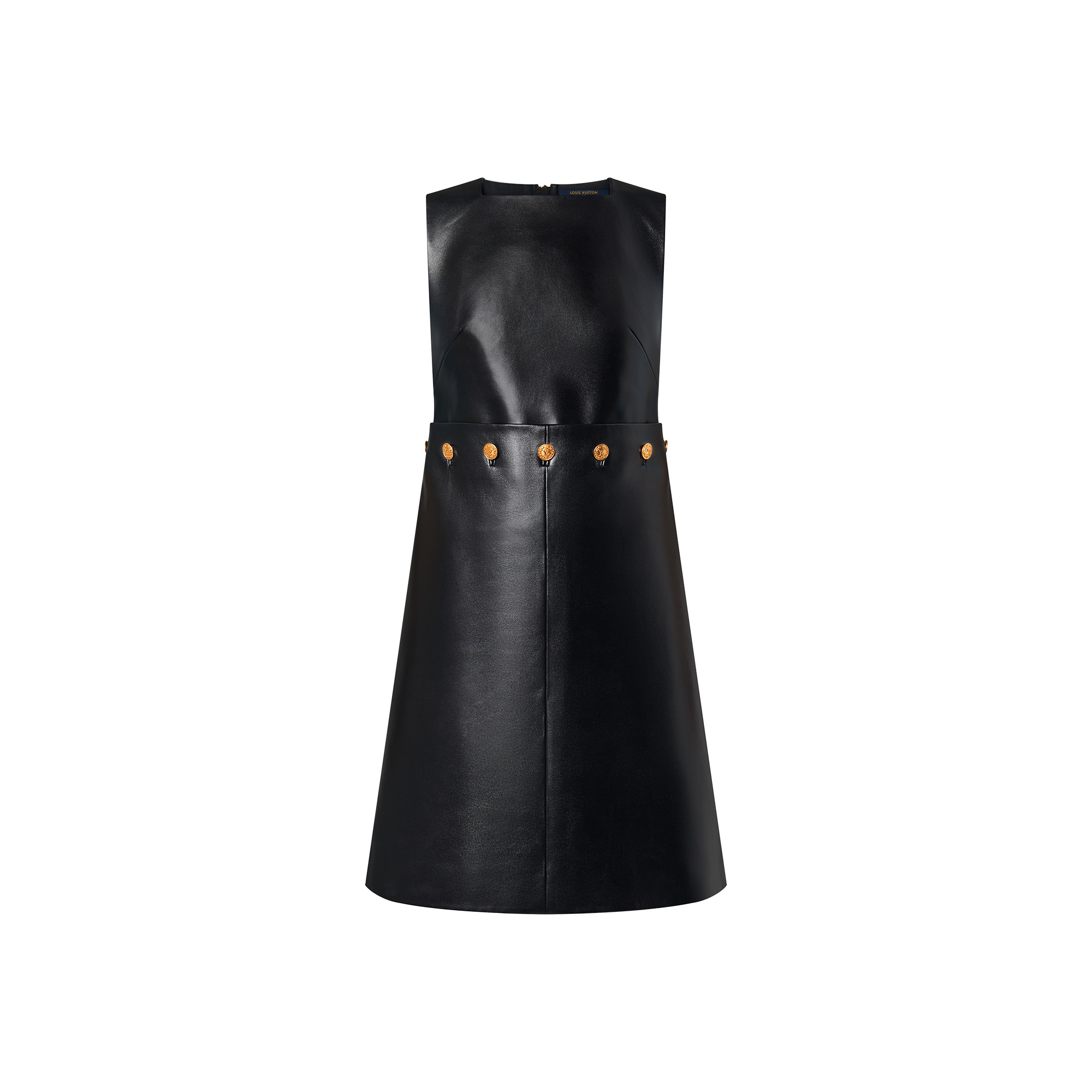 Button Waist Leather Dress - 1