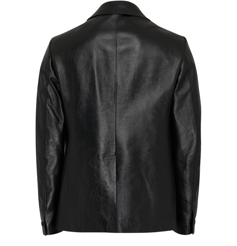 single-breasted leather blazer 3