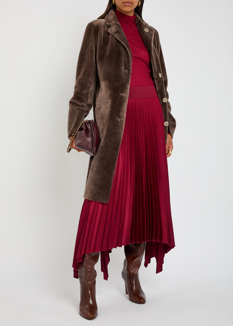 Joseph Ade Plissé Satin Midi Skirt - 3