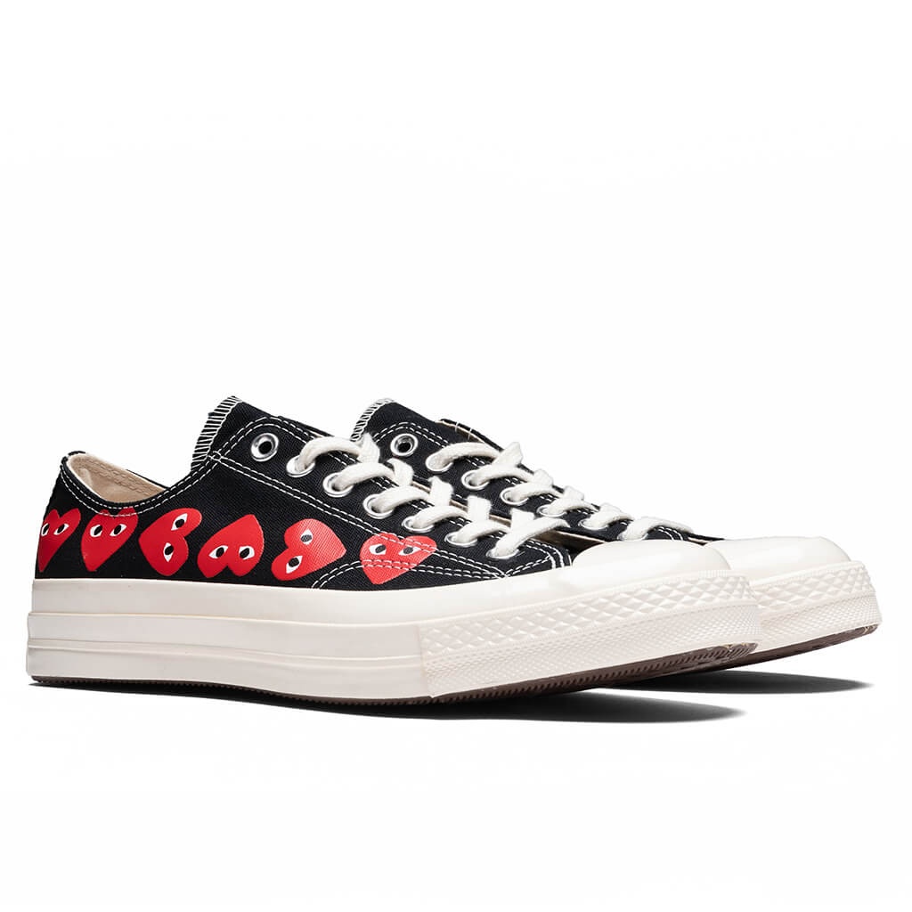 CONVERSE X COMME DES GARCONS PLAY ALL STAR CHUCK '70 OX MULTI HEART - BLACK/RED - 2