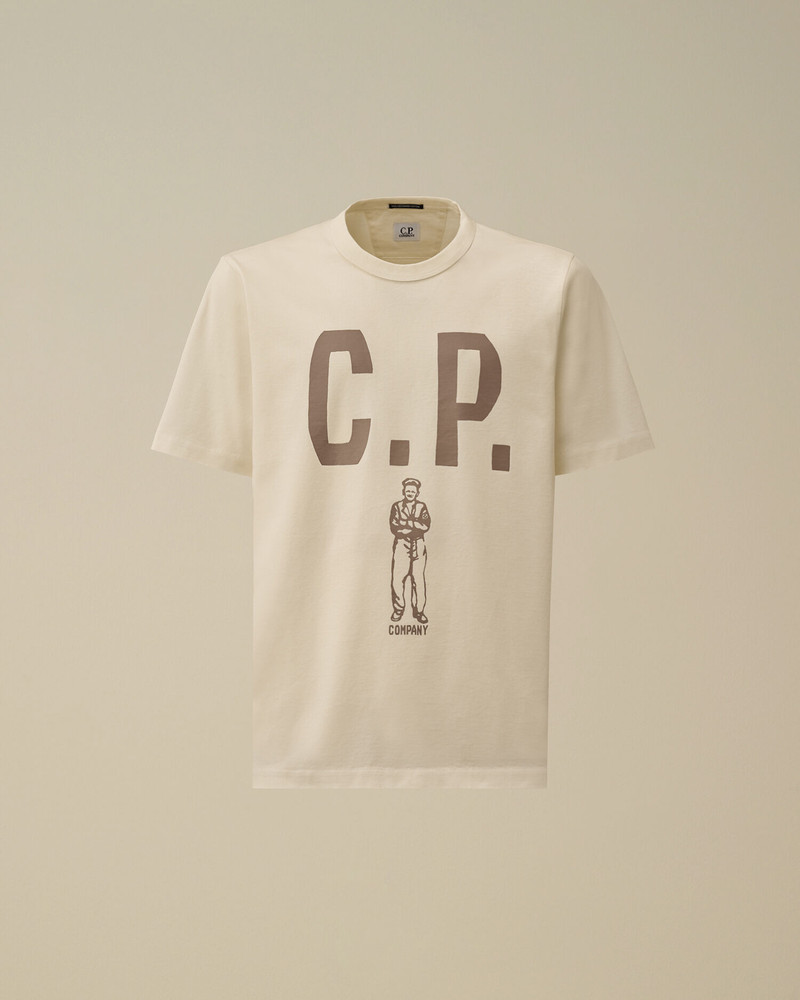 Mercerized 30/2 Jersey Twisted Short Sleeve Logo T-Shirt 1