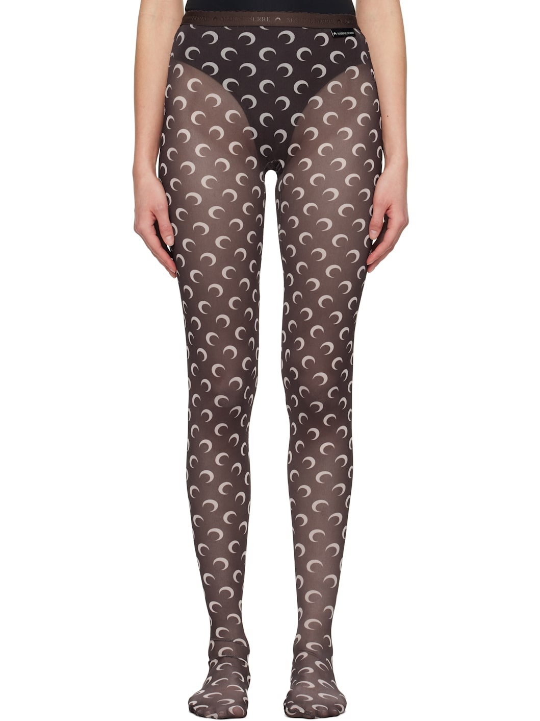Brown Recycled Moon Mesh Tights - 1
