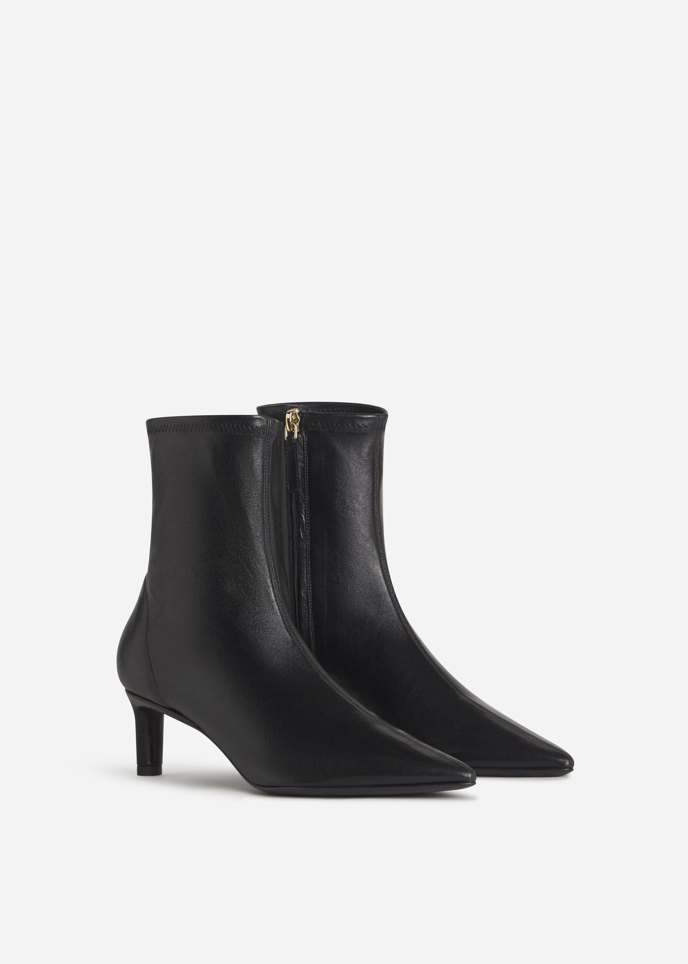 Pointed Heel Bootie in Stretch Leather - 1