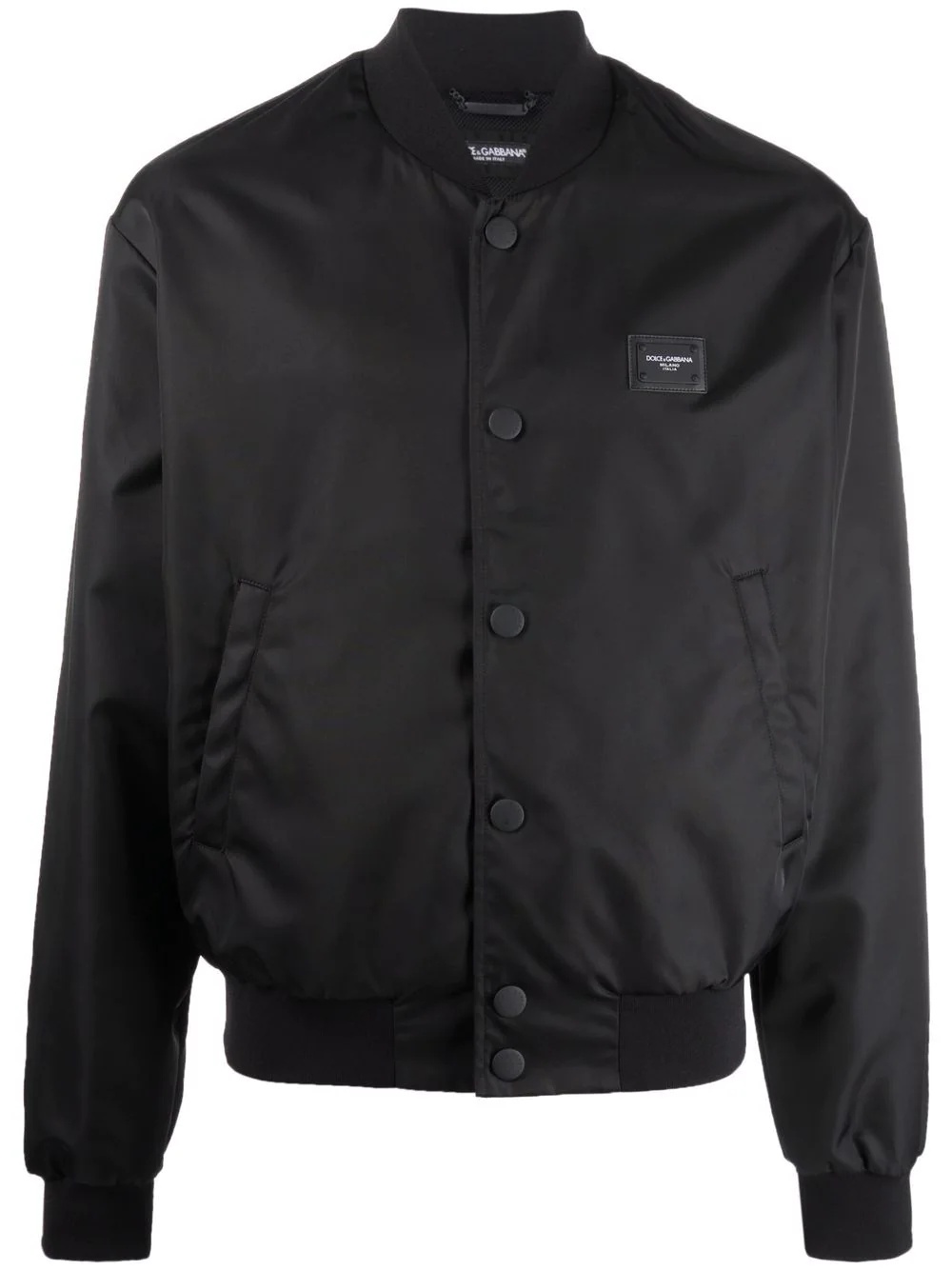 logo-patch buttoned bomber jacket - 1