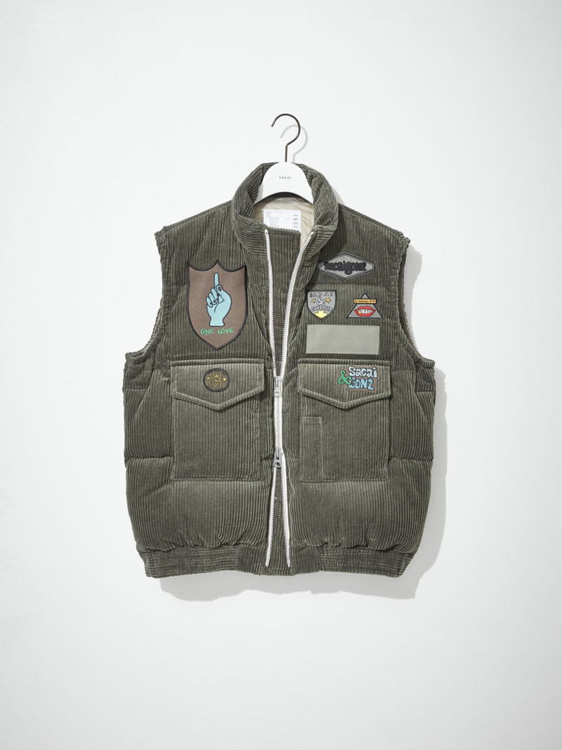 sacai Gonz Multi Patch Corduroy Puffer Vest 1