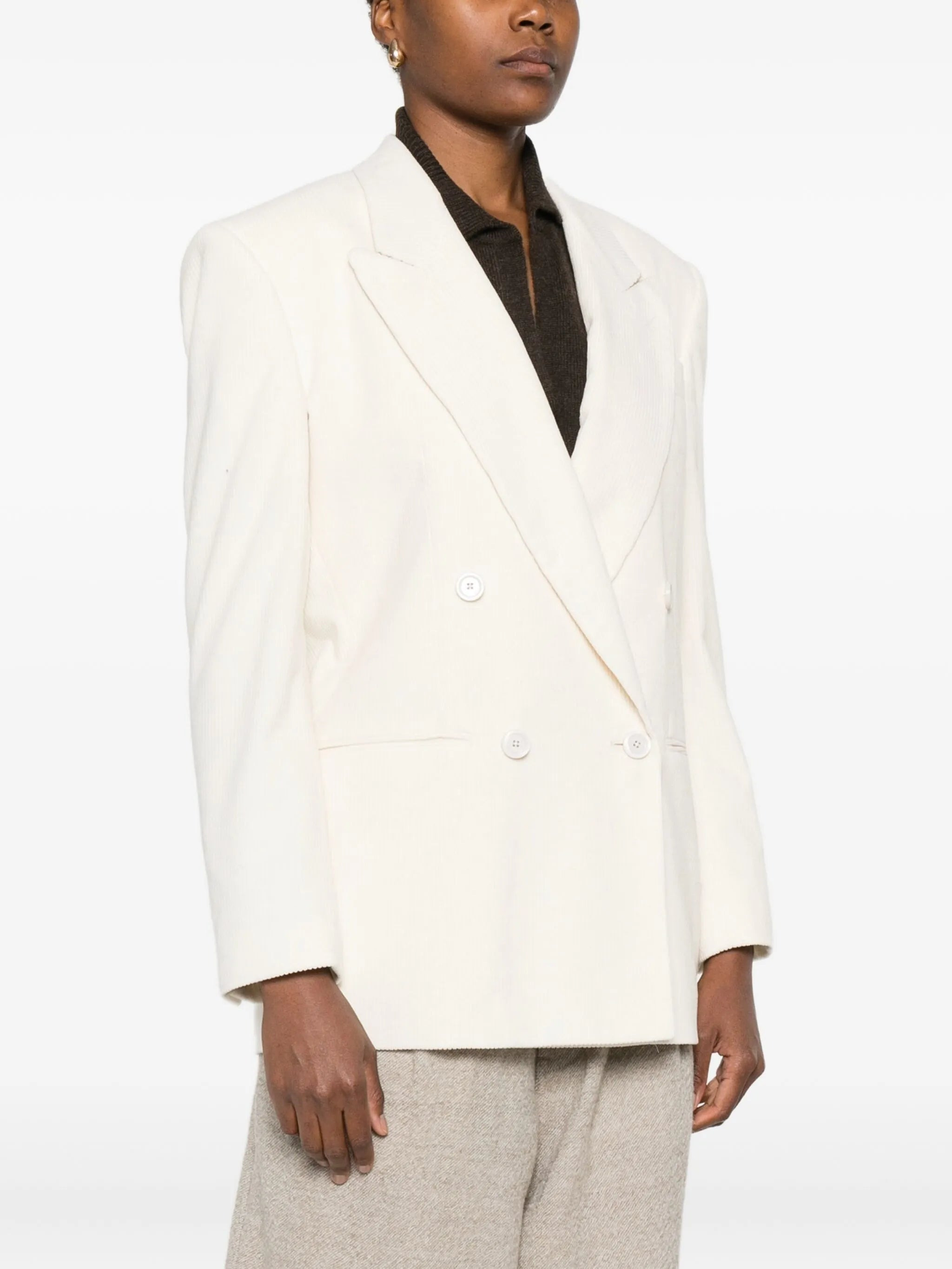 Lardini Double-breasted Corduroy Blazer - 3