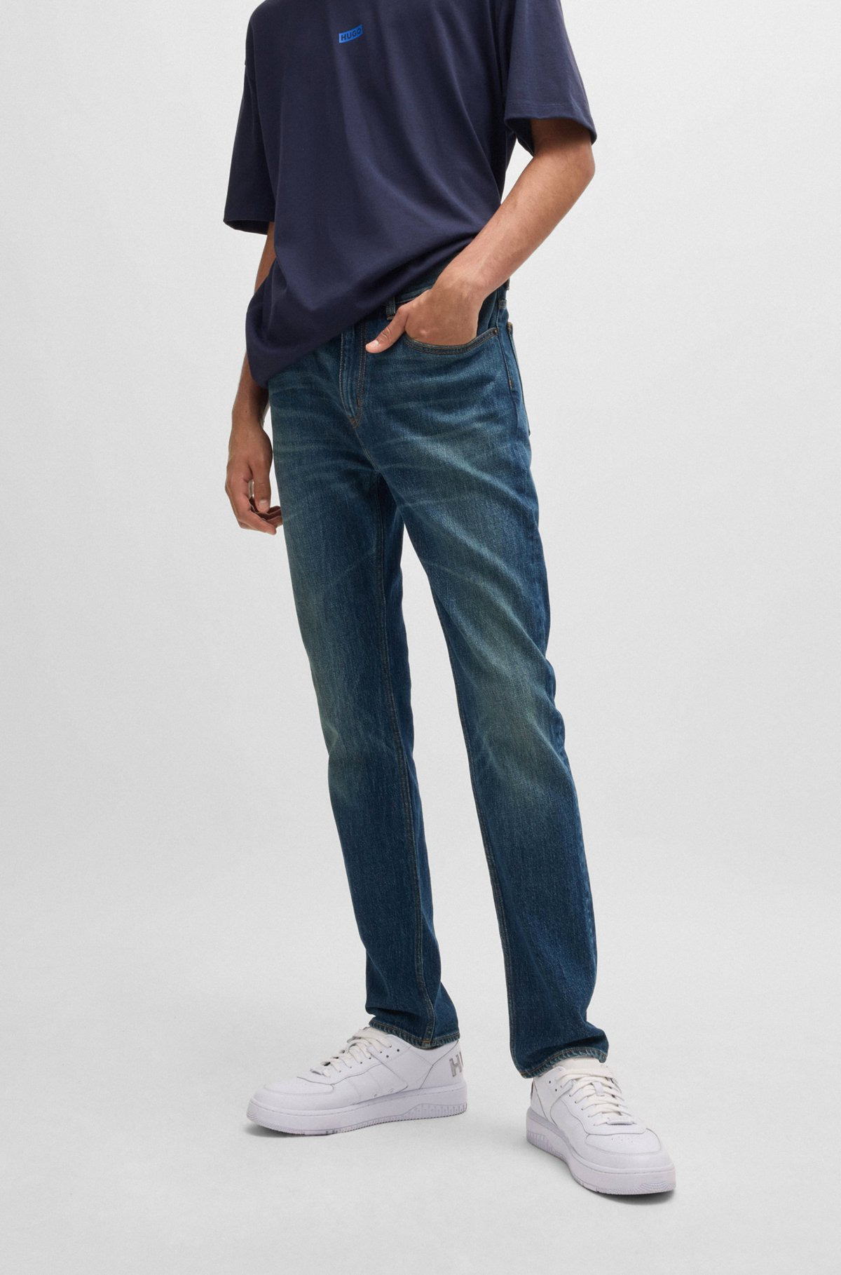 SLIM-FIT JEANS IN BLUE STRETCH DENIM - 2