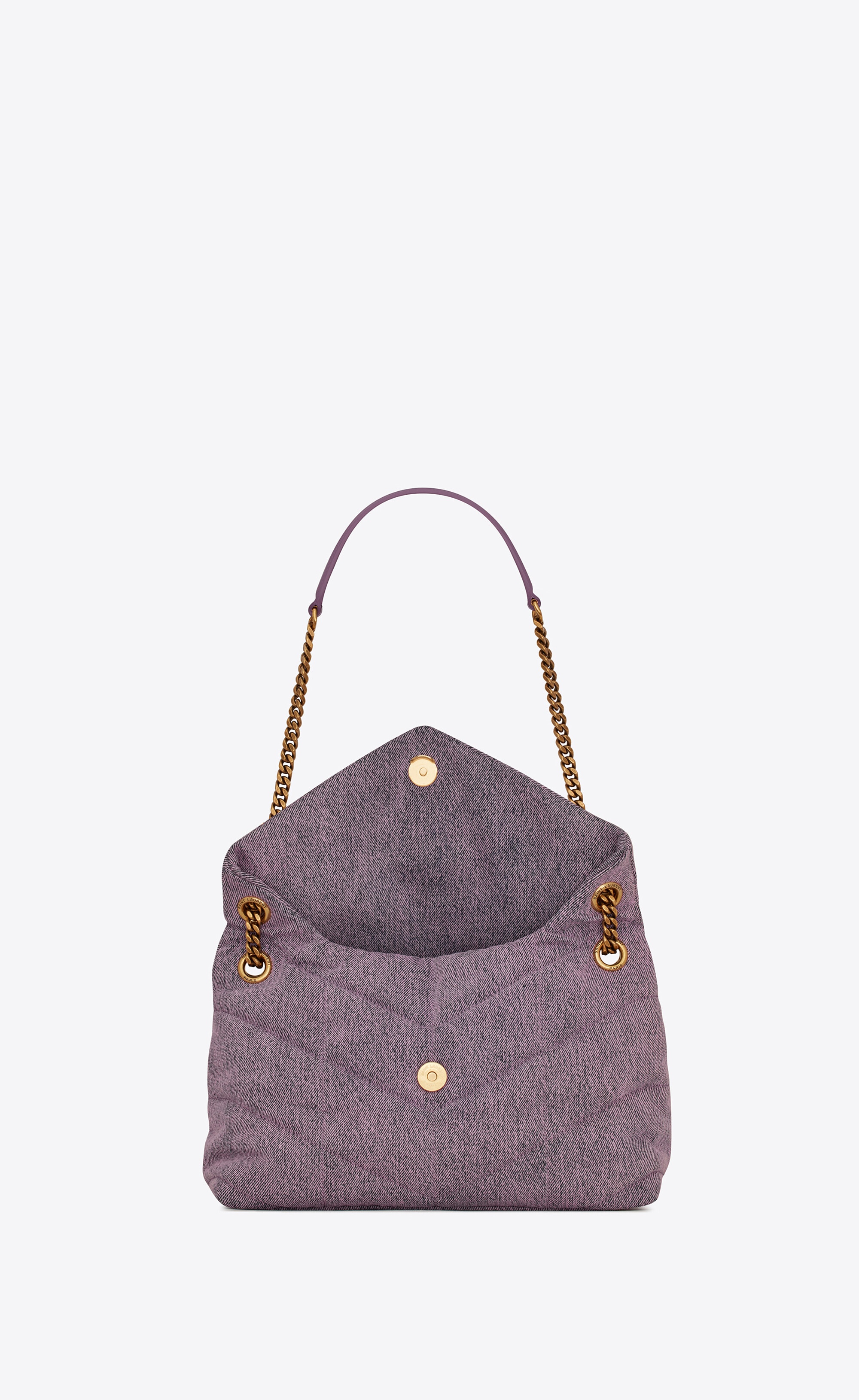 puffer small bag in denim and smooth leather - 5