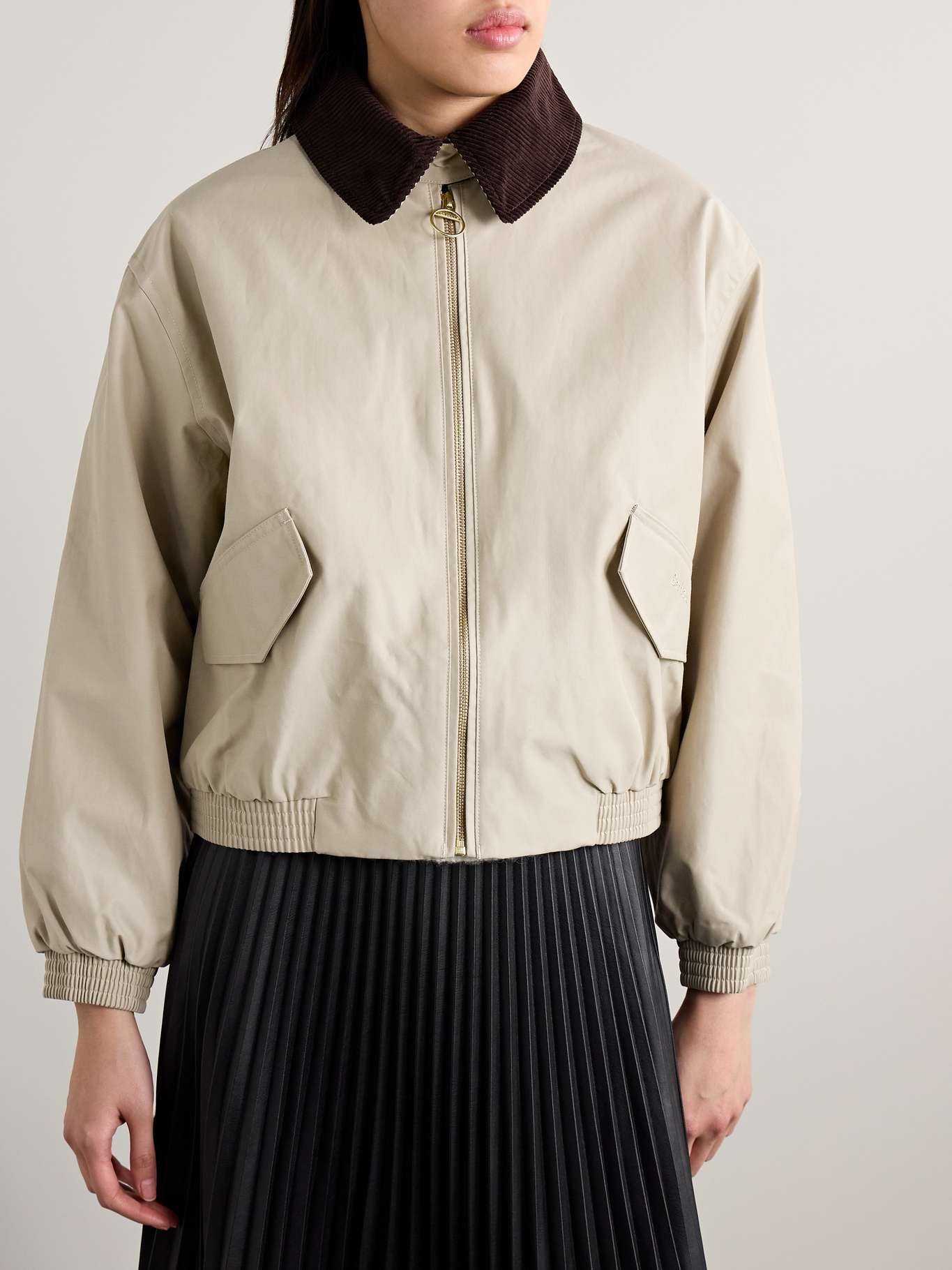 + Alexa Chung Anna corduroy-trimmed cotton-blend jacket Sand - 3