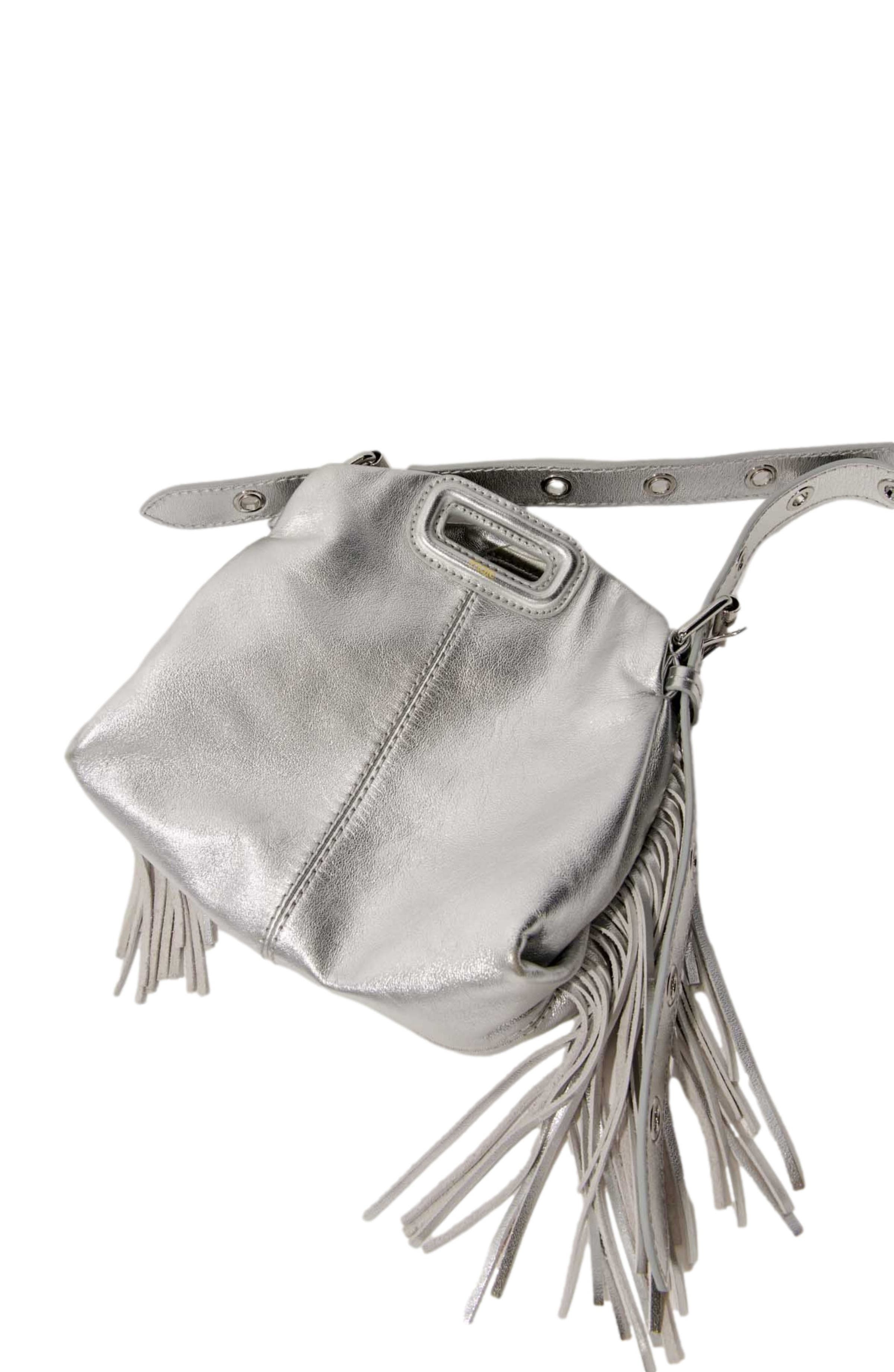 maje Metallic leather Miss M Mini bag in Silver at Nordstrom - 8