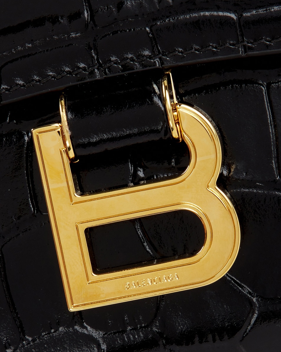 Hourglass Embossed Croc Pochette Bag - 8