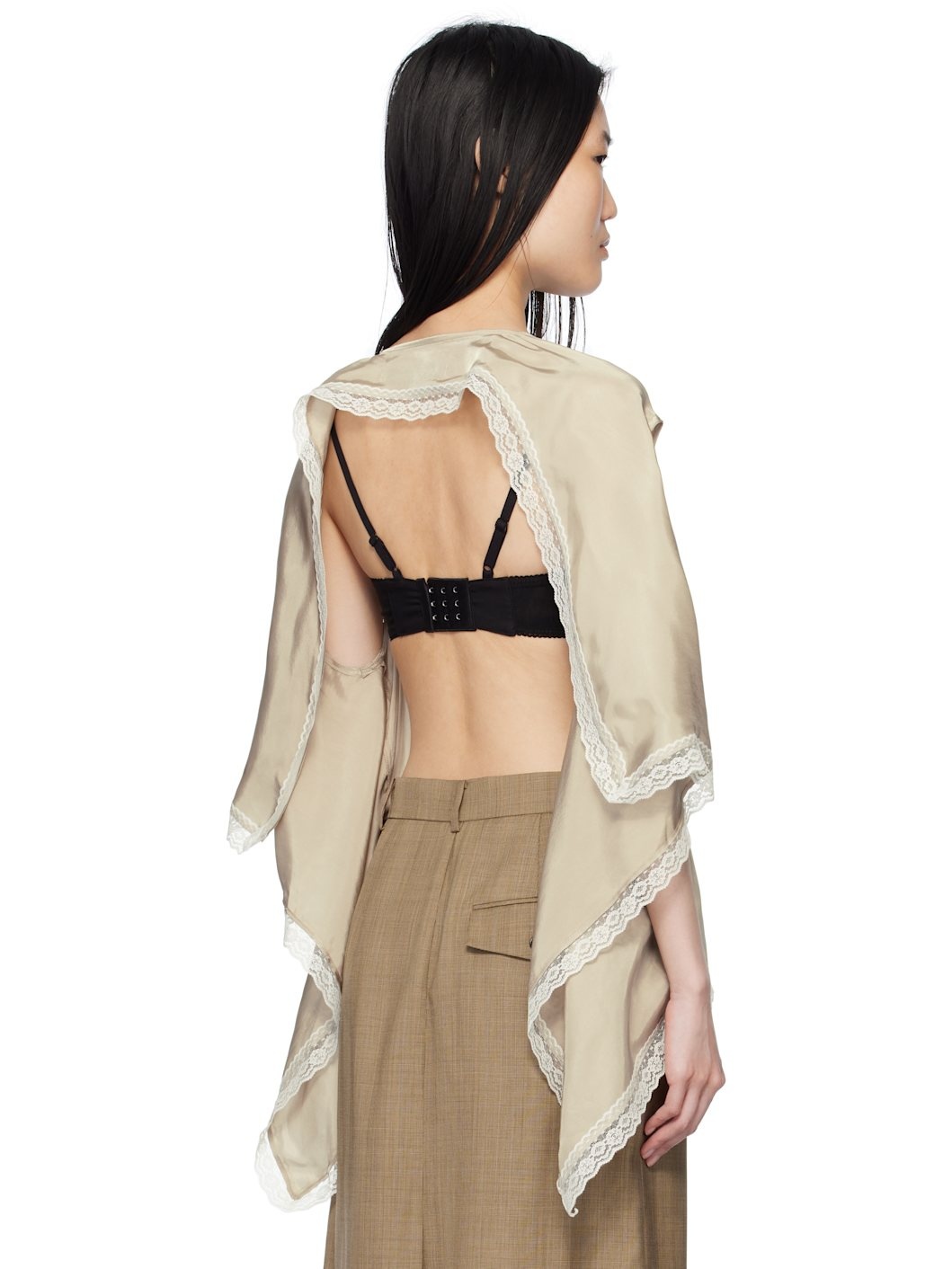 Beige Bra Point Square Blouse - 3