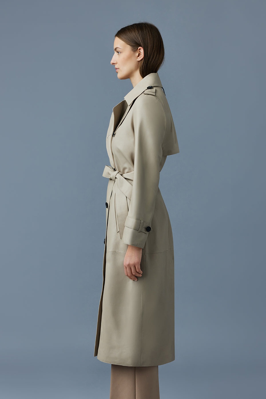 GAEL-V Maxi Leather Trench Coat - 3