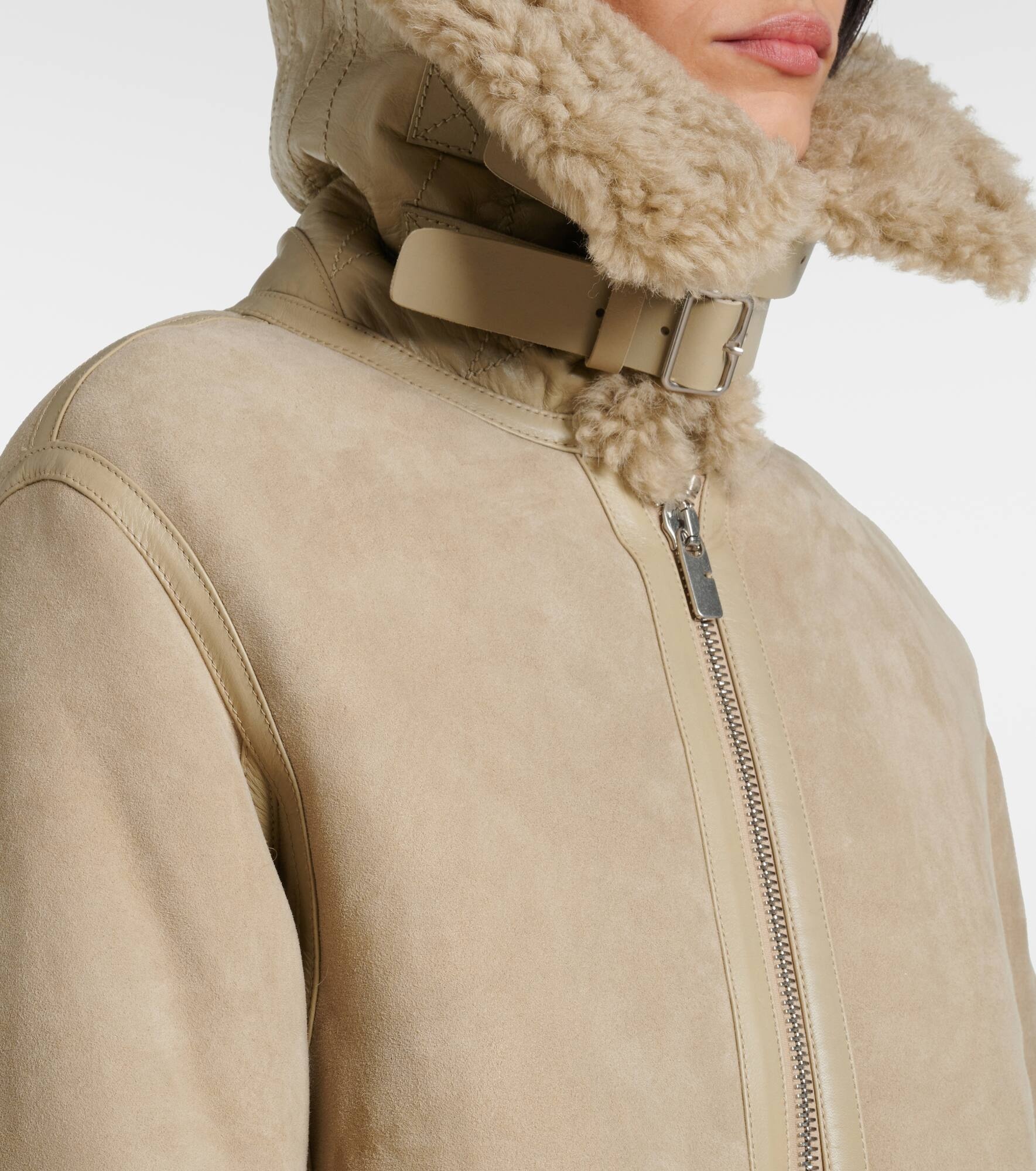 Shearling-lined leather jacket - 4
