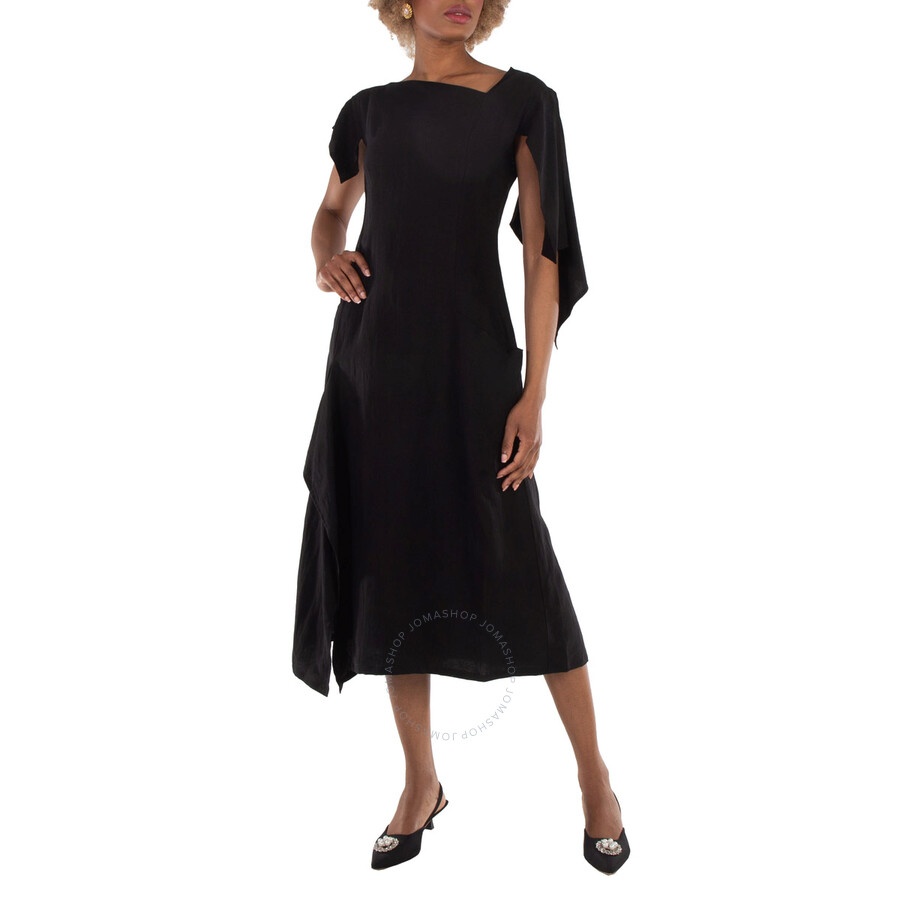 Yohji Yamamoto Black Asymmetric Dress, Brand Size 1 (X-Small) - 3