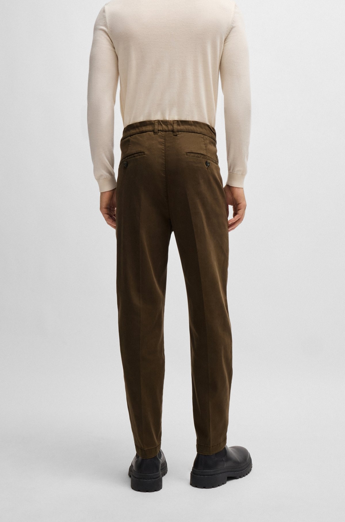 TAPERED-FIT REGULAR-RISE TROUSERS IN STRETCH TWILL - 4