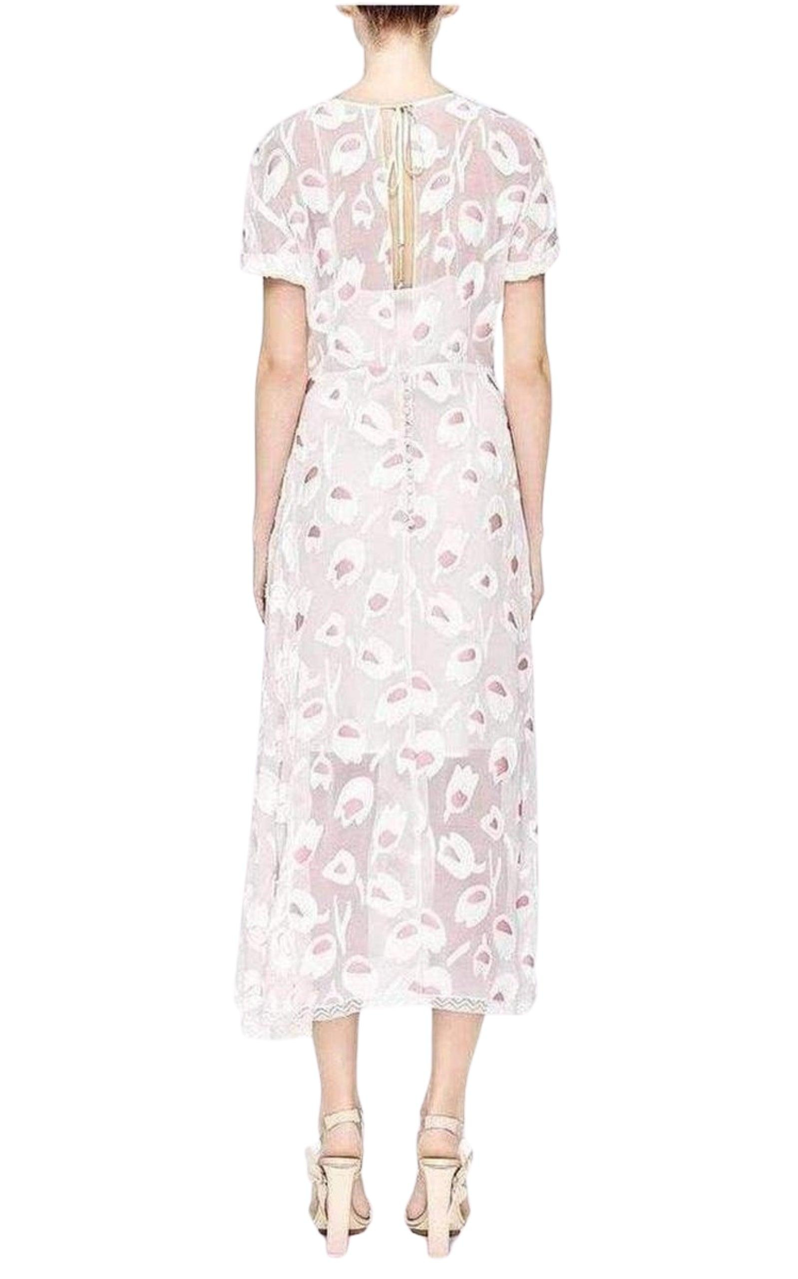 Rose Pivoine And Natural Floral Silk Blend Dress - 3