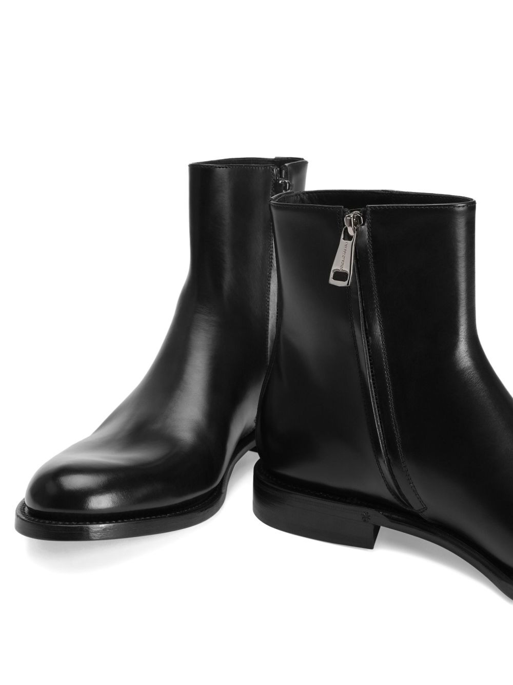 zippered leather ankle boots - 3