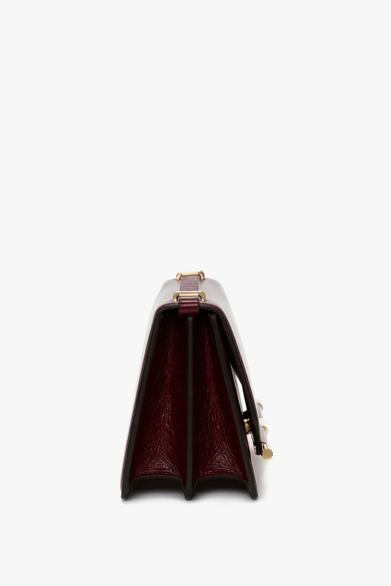 Victoria Beckham 202 Crossbody Bag In Burgundy Distressed Leather outlook